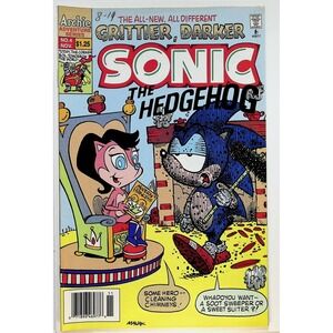 Sonic the Hedgehog #4 Newsstand 1st app Super Sonic Universalamander Comic Book